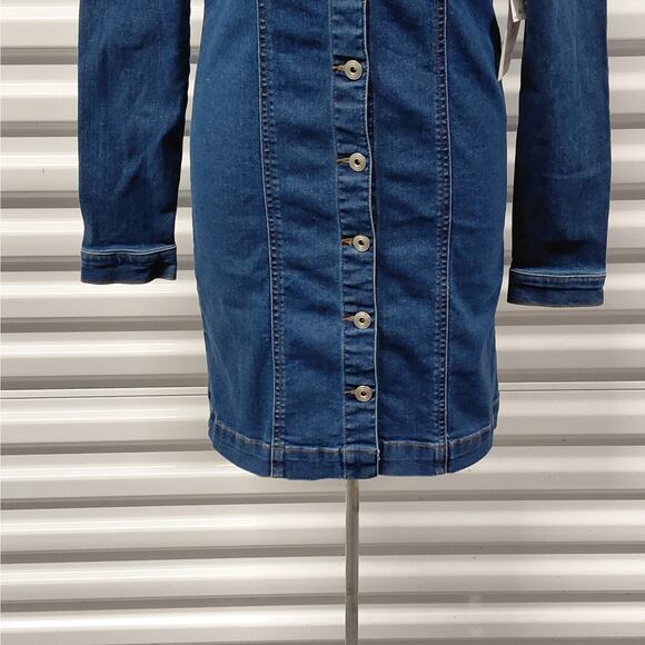 Celebrity Pink Womens Denim Dress Medium Blue Button Front Y2K Coastal Cowgirl - Picture 4 of 9